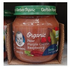 Gerber Organic Pear Purple carrot raspberry sitter 거버 오가닉 배 캐롯 당근 라즈베리 파우치 4oz 8팩, 1개
