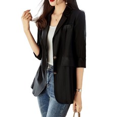 ROYALBELLE 여성 고퀼리티 블레이저 7부소매 카라넥 얇은 정장 자켓 오피스룩 V41516