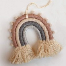 EBINGMIMA 벽걸이 크리스마스 인테리어 패브릭 마크라메 레인보우 보육원 장식 보호 대형, Pom Pom Trim, 5x5.5x0.39in, 1개