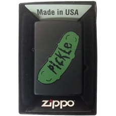 Zippo 정품 지포라이터 Lighter - Black Matte Green Pickle Cartoon Parody