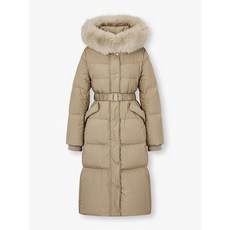 지컷 24폭스 퍼 후드 벨티드 롱 다운 자켓72544171211352938