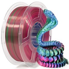 ISANMATE3D 프린터 필라멘트 PLA 필라멘트 1.75mm 듀얼 컬러 반짝이는 실크 공압출 3D 프린팅 매직 PLA 1kg/스풀 레이크 그린 및 실버