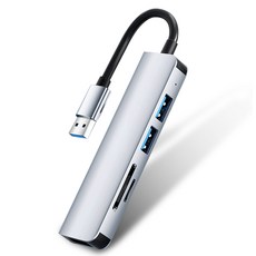 보스위즈 5in1 USB A타입 멀티 확장 허브 어댑터 BOS-U5IN1, 1개