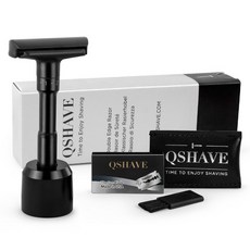 QSHAVE 조절 식 양날 세이프티 쉐이빙 면도기 디럭스 세트 (스탠드 포함 면도기)