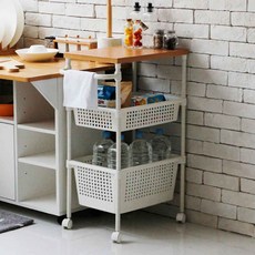 아이리스 와이드 우드탑 3단 웨건 이동식 카트웨건