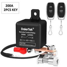 DaierTek원격 배터리 차단 스위치 12V 200A 자동차 킬 스위치 도난 방지 원격 제어 스위치 두 개의 무선 원격 제어, 3) 200A with 2pc key