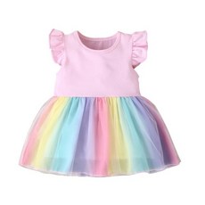 아기스커트 아기옷 여름 여아용 면 소재 공주 드레스 용 플라이 슬리브 메쉬 캐주얼 패션