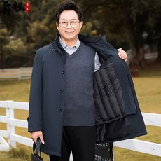 더클라워 인기신상 중년남성 겨울 세련된 스탠카라 하프 패딩 점퍼 코트 분리형내피