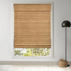 LazBlinds 로만쉐이드 커텐 커튼 린넨 무선 대나무 로마 블라인드 실내 창문 용 프라이버시 가정 파티오 암막 롤업 34.5 W x 64H Eastfield Teak Q11