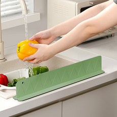 올랜더 문어 흡착 실리콘 싱크대 물막이, 1개, 직선 라이트그린