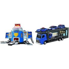 [타카라 토미 TAKARA TOMY] 토미카 구루토 로봇 변신 경찰 POLICE 스테이션 미니 차, 경찰서 + 캐리어 차량 세트