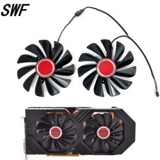 2피스 FDC10U12S9-C CF1010U12S 95mm 대체 RX590 GPU 비디오 카드 쿨러 팬 XFX RX 590580 VGA 냉각, 한개옵션0, 한개옵션0