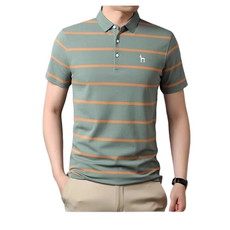 남성 반팔 티셔츠 새로운 짧은 소매 반팔티 남자 여름 얇은 통기성 캐주얼 스트라이프 하프 슬리브 티셔츠-88113
