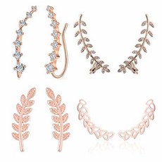 4 Pairs Ear Cuffs Hoop Climber Earrings 7 Zircons Ear Cuffs Stu/63283