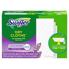 Swiffer 스위퍼 드라이 스위핑 패드 페브리즈 라벤더 향이 나는 먼지떨이 바닥 대걸레용 멀티 표면 리필 52개, 1개