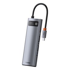 베이스어스 알루미늄 합금 8 인 1 도킹 스테이션 USB 허브 CAHUB-CV0G, 스페이스 그레이