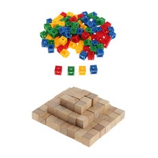 QDY 2cm 큐브 수학 4 색 + 천연 나무 사각형 큐브 벽돌 수학 DIY 프로젝트
