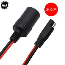 자동차 라이터 소켓 케이블 SAE 2 핀 커넥터 플러그 14AWG 익스텐션 12V 24V 배터리 태양광 어댑터 30cm 액세서리