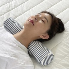 집콕 경추베개 거북목 일자목 목디스크 수건 경추목베개, 스트라이프블루, 1개