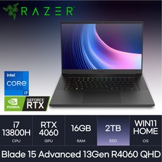 Razer Blade 15 Advanced 13Gen R4060 QHD, WIN11 Home, 16GB, 2TB, 블랙