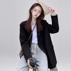 무드걸 오버핏 블레이저 여성용 투버튼 자켓