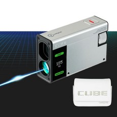 [22시마감 내일도착] 캐디톡 큐브 골프 Laser 거리측정기, 실버 + 화이트 파우치