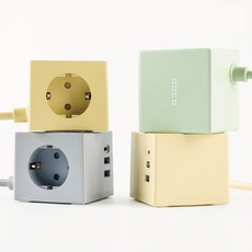 보코 USB C타입 초고속충전 PD30W 1구 미니 큐브 멀티탭, 1개, 아이스옐로우, 2m