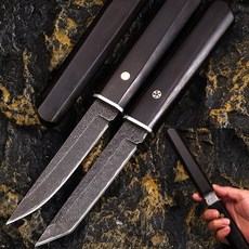  (당일발송) 다마스커스 칼 용호상박 둥근날/각진날 수제 캠핑 나이프, 용호상박 다마스커스 칼-둥근날, 1개 