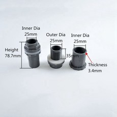 회색 PVC 파이프 피팅 수족관 어항 커넥터 오버플로우 스레드 물 공급 액세서리 조인트 20mm ~ 50mm 2-10, 03 2Pcs, 03 25mm, 1개