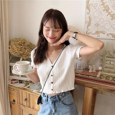 반팔크롭가디건