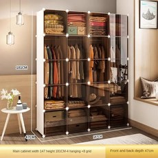 집투명 옷장 침실 가구 대여실 간단한 조립 굵고 두꺼운 걸이식 오픈, 15 B11 20door 4 hanging