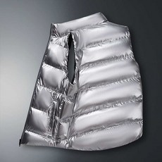 유광 패딩 조끼 차이나 카라 글로시 애나멜 소재 겨울 인싸템 메탈 컬러 슬림핏 패딩조끼, 1개, 21. 유광 실버 조끼 6XL