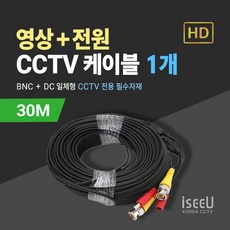 iseeU CCTV 일체형 케이블 10M 영상 BNC 전원 DC, 1개, MSS-CK30M