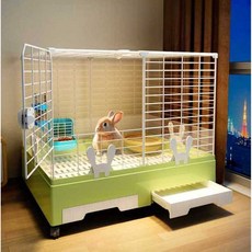  토끼 전용 케이지 실내 하우스 토끼장 토끼화장실, 화이트 이중층 + 사다리 + 펜스 패키지 