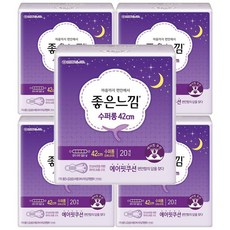좋은느낌 에어핏쿠션 수퍼롱 오버나이트 20P 날개형 생리대, 20매입, 5팩