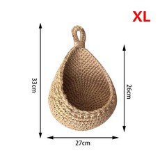 손으로 짠 벽걸이 야채 과일 바구니 주방 정원 마운트 벽 식물 꽃 화분 정리함 컨테이너, [06] XL, 1개