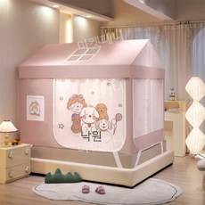 벙커 침대 방충망 캐노피 실내 텐트 모기장, 핑크(파라다이스)