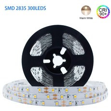 NMT 접착 성 테이프를 가진 CRI90 SMD2835 300LEDs 16.4Ft 5M 매우 온난 한 백색 2700K-3000K DC12V 60W 60- P011401JOF8, 5m Cri90 Warm White