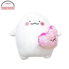 익명이 스팽글 하트 인형, 25cm, 화이트