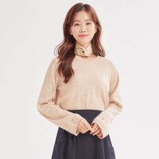 로엠 베이직 라쿤 믹스 브이넥 니트