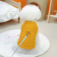 캣튜디오 강아지 패딩 조끼 가을 겨울옷 하네스패딩, 옐로우