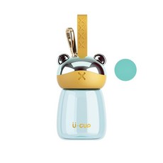 FATTYS 미니 텀블러 곰돌이 컵 주머니 컵 액세서리 미니컵, 120ml, 청록 플라스틱 컵, 1개