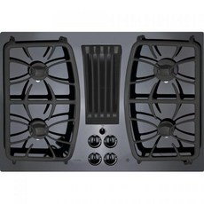 가스 쿡탑 드롭인 4구 GE APPLIANCES Profile Series 30인치 내장형 다운드래프트 블랙 유리 상판 PGP9830DJBB, 가스 쿡탑 드롭인 4구 GE APPLIANCES Pro