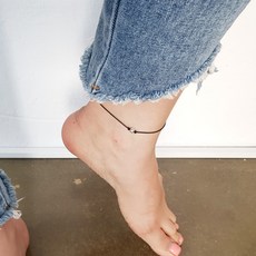 다주드 / 실크 실버볼 끈 조절 은 발찌