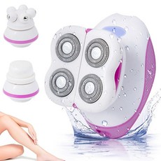 Yolispa 3-in- 1 여성용 전기 면도기 페이셜 클렌징 브러시 마사지 무선 헤어 트리머 리무버 페이스 바디용, 1개