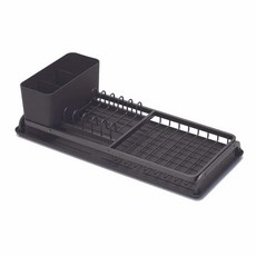 Brabantia 컴팩트 접시 건조 배수 랙(다크 그레이) 플라스틱 이지 클린 드립 트레이 및 탈착식 커틀러리 바스켓, Dark Gray, CompactBrabantia Brabantia, Compact, 1개