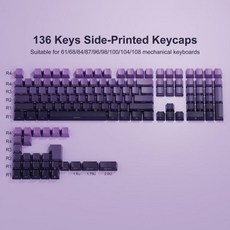 Gateron Cherry MX 게이머 기계식 키보드용 136 키 그라데이션 그린 PBT 더블 샷 사이드 프린트 샤인 스루 백라이트 키캡, OEM purple A, 한개옵션2