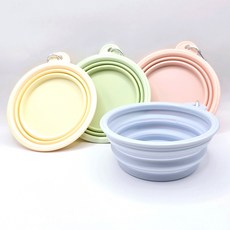 마카롱 카라비너 접이식 휴대용 애견식기 4colors, 블루 360ml, 블루, 1개