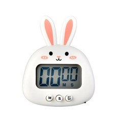 어린이 성인을 위한 교실 타이머 카운트다운 창의적 귀여운 동물 베이킹 요리 학습을 시끄러운 알람 시계, 1개, 07 bunny white