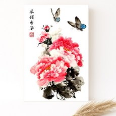 모란꽃 목단꽃 돈들어오는 그림 한국화 캔버스액자 집들이선물